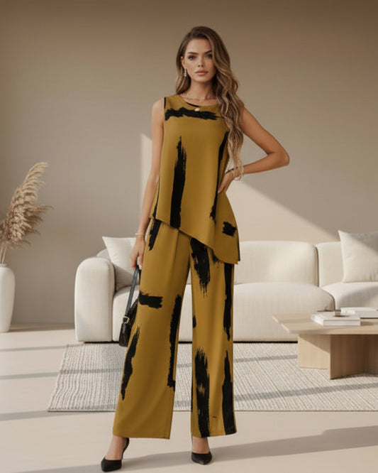 Ensemble Imprimé – Top Sans Manches & Pantalon